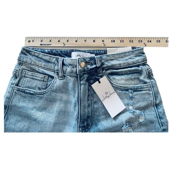 NEW Jelly Jeans SHORTS Women's SM 26 Distressed Blue Mid Rise Denim + Fray NWT - Picture 5 of 7